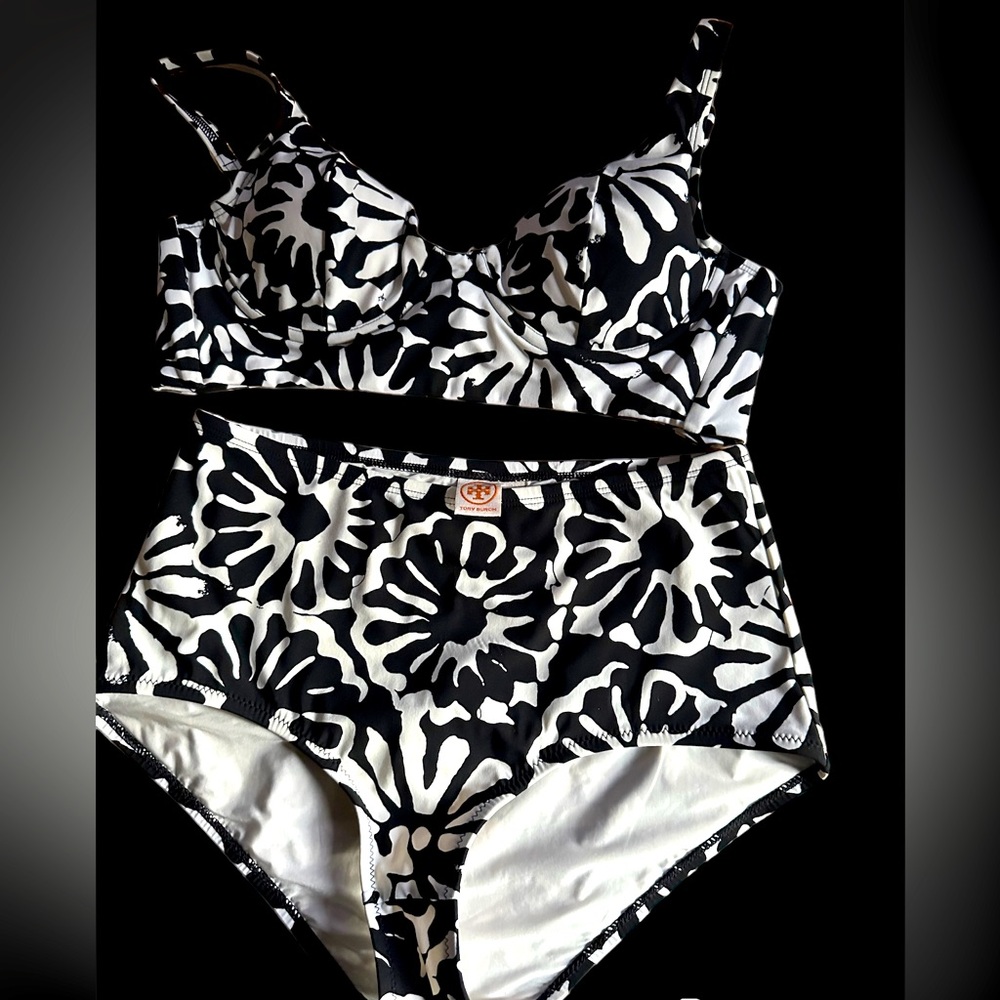 Tory Burch two piece black and white bikini
